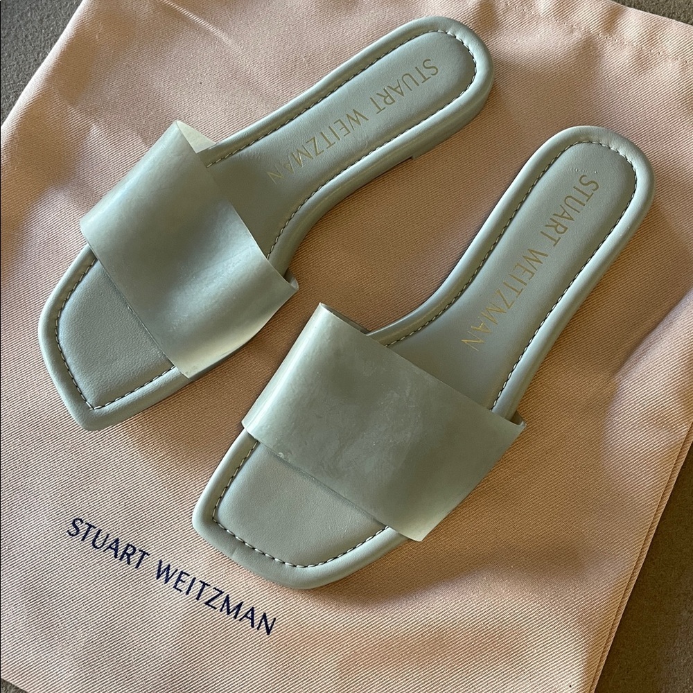 Stuart Weitzman Light Gray Slide Sandals- 8 - Picture 2 of 5